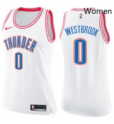 Womens Nike Oklahoma City Thunder 0 Russell Westbrook Swingman WhitePink Fashion NBA Jersey