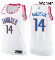 Womens Nike Oklahoma City Thunder 14 DJ Augustin Swingman WhitePink Fashion NBA Jersey