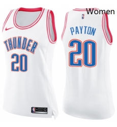 Womens Nike Oklahoma City Thunder 20 Gary Payton Swingman WhitePink Fashion NBA Jersey