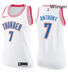 Womens Nike Oklahoma City Thunder 7 Carmelo Anthony Swingman WhitePink Fashion NBA Jersey 