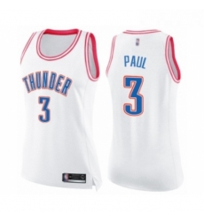Womens Oklahoma City Thunder 3 Chris Paul Swingman White Pink Fashion Basketball Jersey 