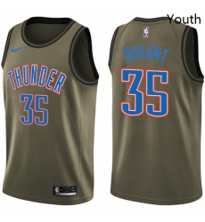 Youth Nike Oklahoma City Thunder 35 Kevin Durant Swingman Green Salute to Service NBA Jersey