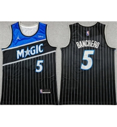 Men Orlando Magic 5 Paolo Banchero Black 2025 Statement Edition Stitched Basketball Jersey