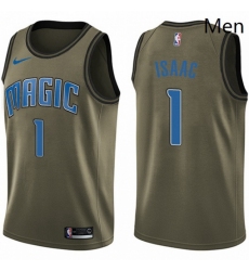 Mens Nike Orlando Magic 1 Jonathan Isaac Swingman Green Salute to Service NBA Jersey