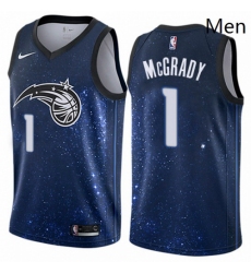 Mens Nike Orlando Magic 1 Tracy Mcgrady Authentic Blue NBA Jersey City Edition