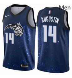 Mens Nike Orlando Magic 14 DJ Augustin Authentic Blue NBA Jersey City Edition
