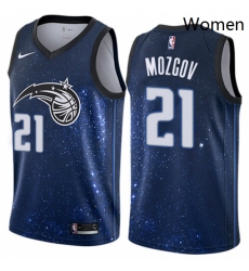 Womens Nike Orlando Magic 21 Timofey Mozgov Swingman Blue NBA Jersey City Edition 