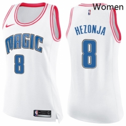 Womens Nike Orlando Magic 8 Mario Hezonja Swingman WhitePink Fashion NBA Jersey