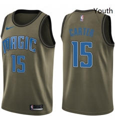 Youth Nike Orlando Magic 15 Vince Carter Swingman Green Salute to Service NBA Jersey
