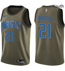 Youth Nike Orlando Magic 21 Timofey Mozgov Swingman Green Salute to Service NBA Jersey 