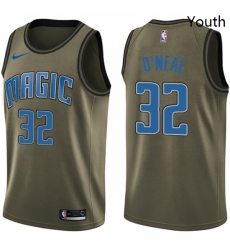 Youth Nike Orlando Magic 32 Shaquille ONeal Swingman Green Salute to Service NBA Jersey