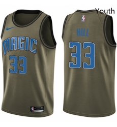 Youth Nike Orlando Magic 33 Grant Hill Swingman Green Salute to Service NBA Jersey