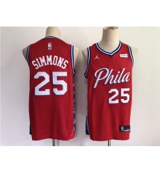 Men Men Philadelphia 76ers 25 Simmons Red New 2021 NBA Jersey