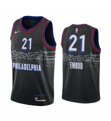 Men Nike Philadelphia 76ers 21 Joel Embiid Black NBA Swingman 2020 21 City Edition Jersey
