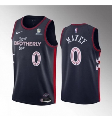 Men Philadelphia 76ers 0 Tyrese Maxey Navy 2023 24 City Edition Stitched Basketball Jersey