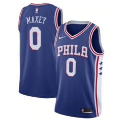Men Philadelphia 76ers 0 Tyrese Maxey Royal Icon Edition Stitched Swingman Jersey