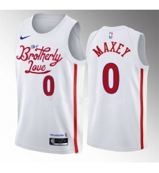 Men Philadelphia 76ers 0 Tyrese Maxey White 2022 23 City Edition Stitched Basketball Jersey