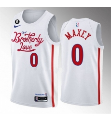 Men Philadelphia 76ers 0 Tyrese Maxey White 2022 23 City Edition With NO 6 Patch Stitched Basketball Jersey