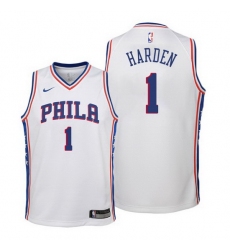 Men Philadelphia 76ers #1 James Harden association edition white Stitched jersey