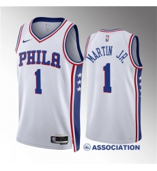 Men Philadelphia 76ers 1 Kenyon Martin Jr White Association Edition Stitched Jersey