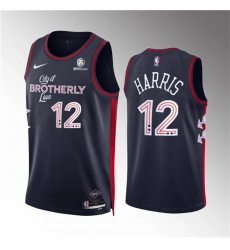 Men Philadelphia 76ers 12 Tobias Harris Navy 2023 24 City Edition Stitched Jersey