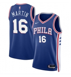 Men Philadelphia 76ers 16 Caleb Martin Royal Icon Edition Stitched Jersey