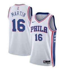 Men Philadelphia 76ers 16 Caleb Martin White Association Edition Stitched Jersey