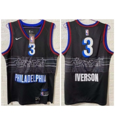 Men Philadelphia 76ers 3 Allen Iverson Black 2020 21 City Edition Nike Swingman Jersey