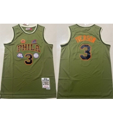 Men Philadelphia 76ers 3 Allen Iverson Green 1997 98 Throwback Stitched Basketball Jersey