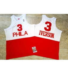 Men Philadelphia 76ers 3 Allen Iverson White Red 2003 04 Hardwood Classics Swingman Jersey