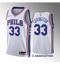 Men Philadelphia 76ers 33 Robert Covington White Association Edition Stitched Jersey