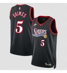 Men Philadelphia 76ers 5 Quentin Grimes Black 2025 Classic Edition Stitched Jersey
