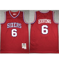Men Philadelphia 76ers 6 Julius Erving Red Throwback Basketball Jersey