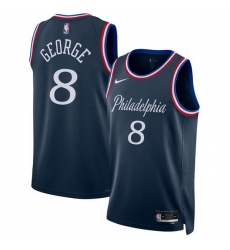 Men Philadelphia 76ers 8 Paul George Navy 2025 26 City Edition Stitched Jersey