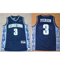Men's Georgetown Hoyas #3 Allen Iverson  Blue NCAA Basketball Jersey