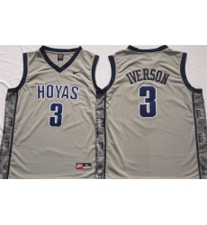 Men's Georgetown Hoyas #3 Allen Iverson Gray NCAA Basketball Jersey