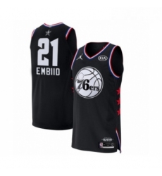 Mens Jordan Philadelphia 76ers 21 Joel Embiid Authentic Black 2019 All Star Game Basketball Jersey