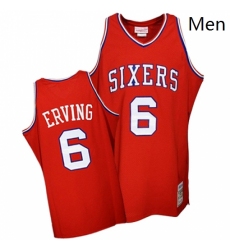 Mens Mitchell and Ness Philadelphia 76ers 6 Julius Erving Authentic Red Throwback NBA Jersey