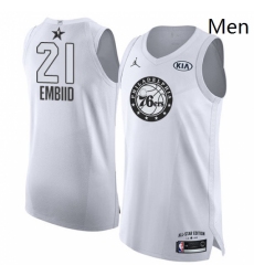 Mens Nike Jordan Philadelphia 76ers 21 Joel Embiid Authentic White 2018 All Star Game NBA Jersey