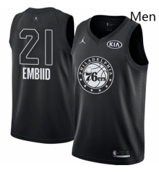 Mens Nike Jordan Philadelphia 76ers 21 Joel Embiid Swingman Black 2018 All Star Game NBA Jersey