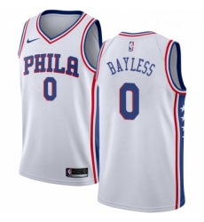 Mens Nike Philadelphia 76ers 0 Jerryd Bayless Authentic White Home NBA Jersey Association Edition