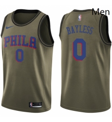 Mens Nike Philadelphia 76ers 0 Jerryd Bayless Swingman Green Salute to Service NBA Jersey