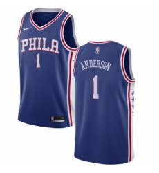 Mens Nike Philadelphia 76ers 1 Justin Anderson Swingman Blue Road NBA Jersey Icon Edition