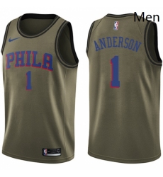 Mens Nike Philadelphia 76ers 1 Justin Anderson Swingman Green Salute to Service NBA Jersey