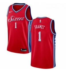 Mens Nike Philadelphia 76ers 1 Landry Shamet Swingman Red NBA Jersey Statement Edition 