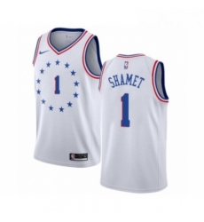 Mens Nike Philadelphia 76ers 1 Landry Shamet White Swingman Jersey Earned Edition 