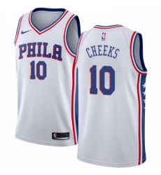 Mens Nike Philadelphia 76ers 10 Maurice Cheeks Authentic White Home NBA Jersey Association Edition