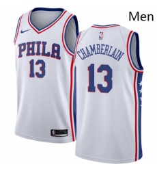 Mens Nike Philadelphia 76ers 13 Wilt Chamberlain Authentic White Home NBA Jersey Association Edition