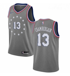 Mens Nike Philadelphia 76ers 13 Wilt Chamberlain Swingman Gray NBA Jersey City Edition