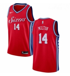 Mens Nike Philadelphia 76ers 14 Shake Milton Swingman Red NBA Jersey Statement Edition 